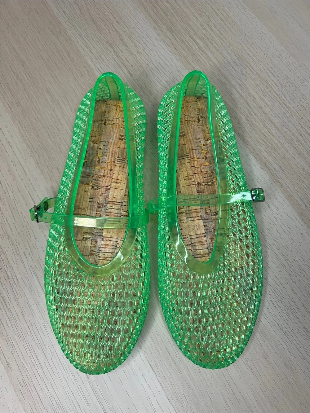 Transparent Green Jelly Mary Jane Flats, Women’s Size 7, Forever